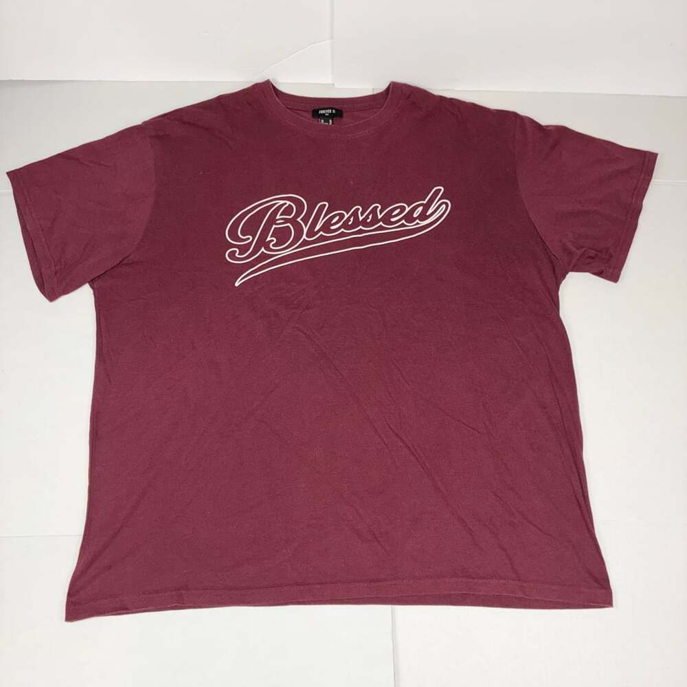 Forever 21 Blessed Graphic T-Shirt Size XL Burgundy
